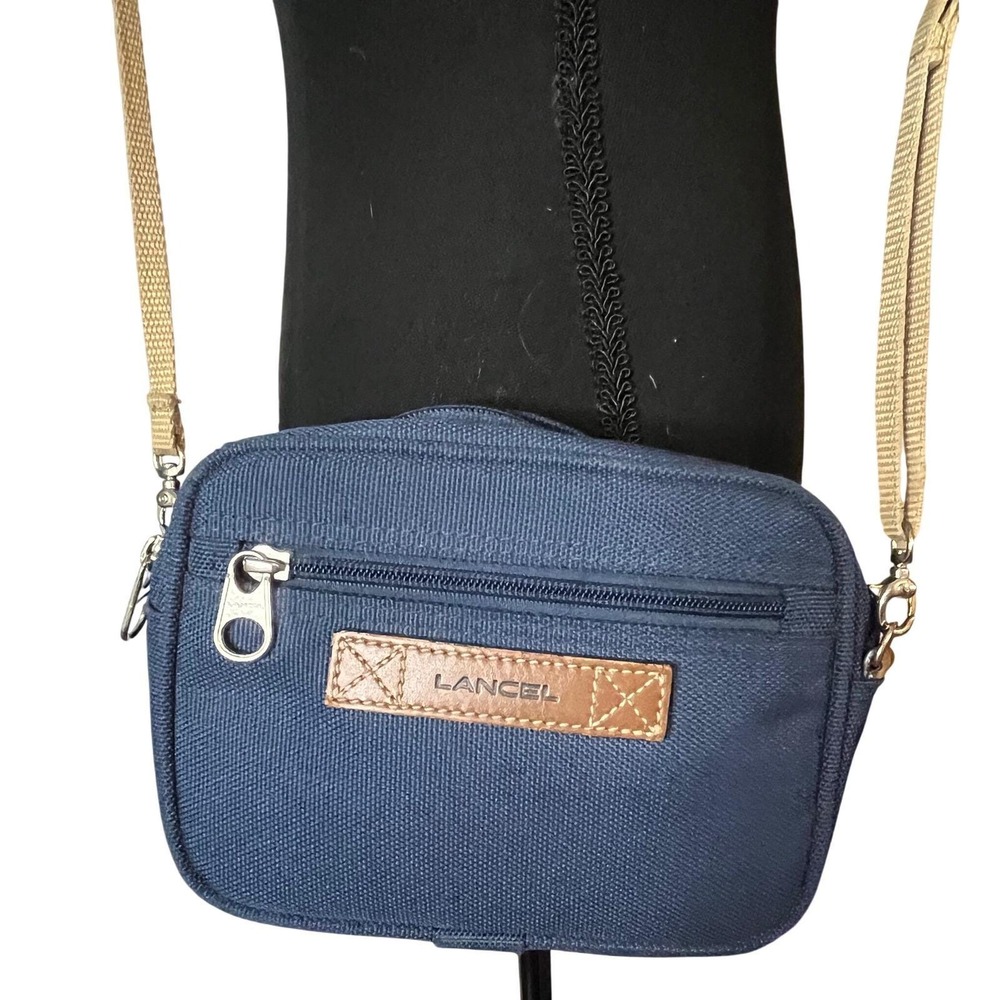 Lancel Blue Nylon Canvas and leather Small crossbodyโ handbag
